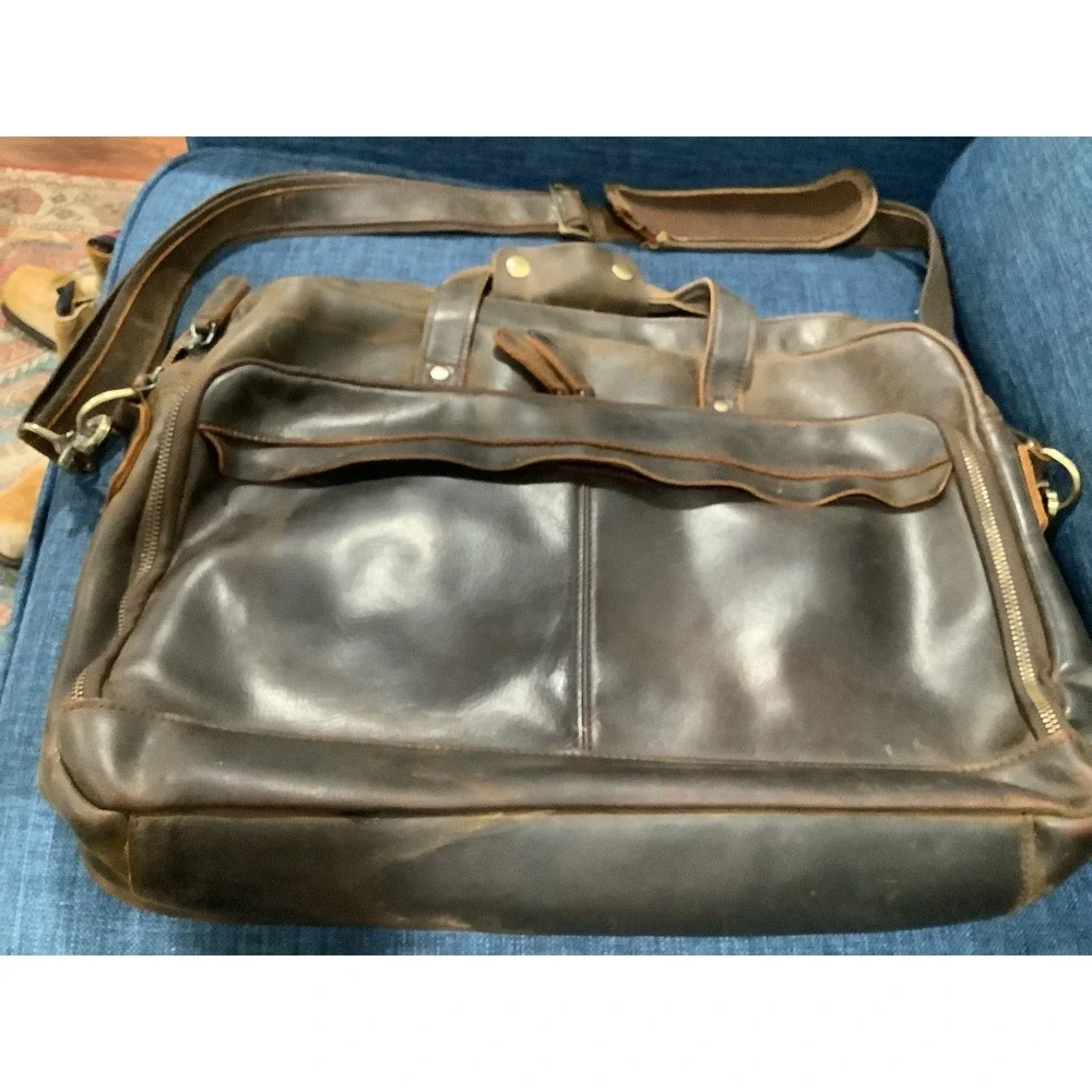 Vintage Genuine Leather Briefcase Men's  Laptop Messenger Bag